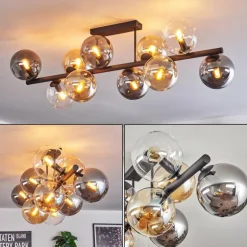 Gastor Plafonnier, Boule lumineuse Ambre, Clair, Fumé, 10 lumières