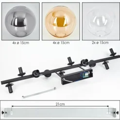 Gastor Plafonnier, Boule lumineuse Ambre, Clair, Fumé, 10 lumières