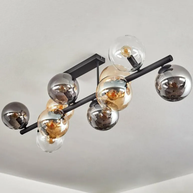 Gastor Plafonnier, Boule lumineuse Ambre, Clair, Fumé, 10 lumières