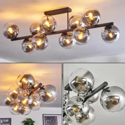 Gastor Plafonnier, Boule lumineuse Clair, Fumé, 10 lumières