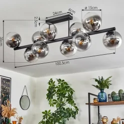 Gastor Plafonnier, Boule lumineuse Clair, Fumé, 10 lumières