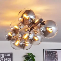 Gastor Plafonnier, Boule lumineuse Clair, Fumé, 10 lumières