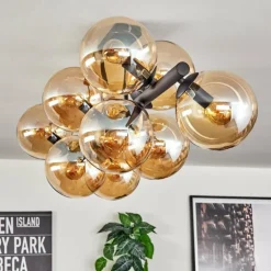 Gastor Plafonnier, Boule lumineuse Ambre, 10 lumières