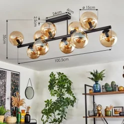 Gastor Plafonnier, Boule lumineuse Ambre, 10 lumières