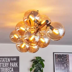 Gastor Plafonnier, Boule lumineuse Ambre, 10 lumières