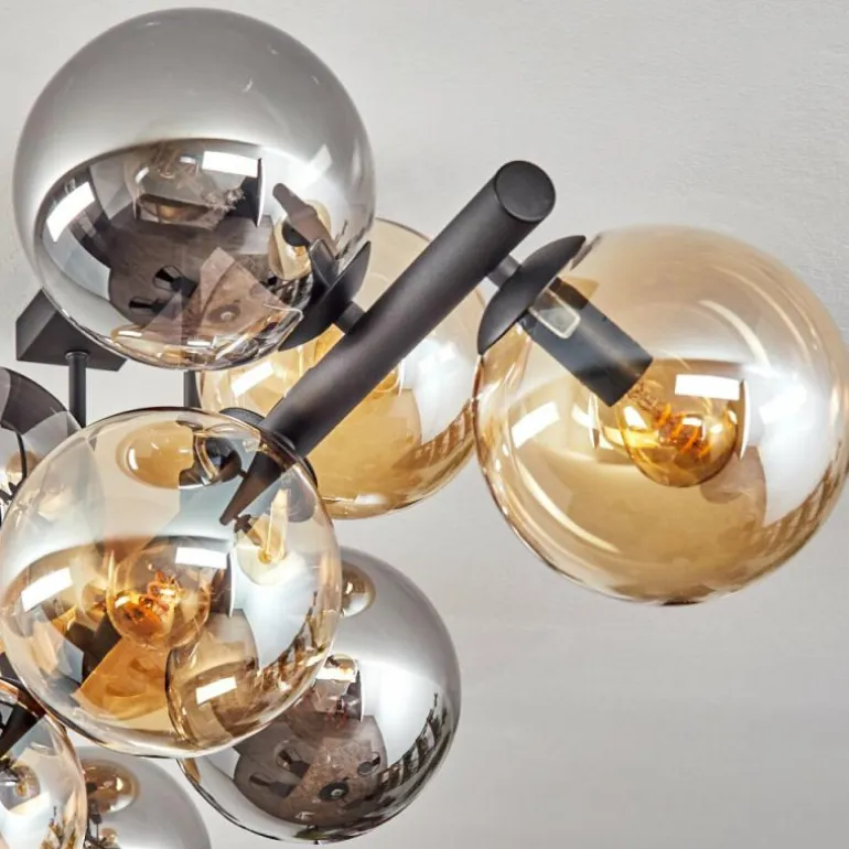 Gastor Plafonnier, Boule lumineuse Ambre, Fumé, 10 lumières