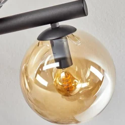 Gastor Plafonnier, Boule lumineuse Ambre, Fumé, 10 lumières