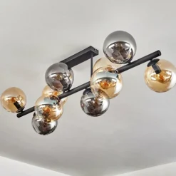 Gastor Plafonnier, Boule lumineuse Ambre, Fumé, 10 lumières