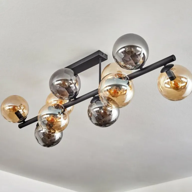 Gastor Plafonnier, Boule lumineuse Ambre, Fumé, 10 lumières