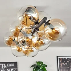 Gastor Plafonnier, Boule lumineuse Ambre, Clair, 10 lumières