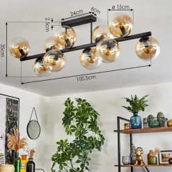 Gastor Plafonnier, Boule lumineuse Ambre, Clair, 10 lumières