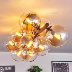 Gastor Plafonnier, Boule lumineuse Ambre, Clair, 10 lumières
