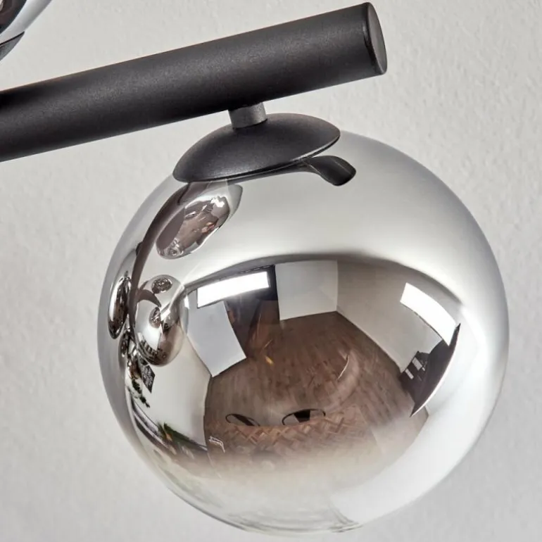 Gastor Plafonnier, Boule lumineuse Chrome, Clair, Fumé, 10 lumières