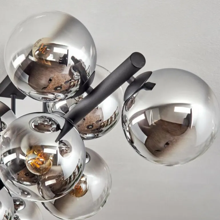 Gastor Plafonnier, Boule lumineuse Chrome, Clair, Fumé, 10 lumières