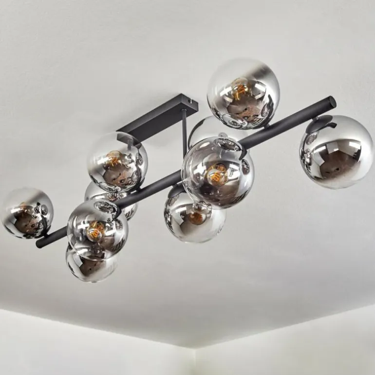 Gastor Plafonnier, Boule lumineuse Chrome, Clair, Fumé, 10 lumières