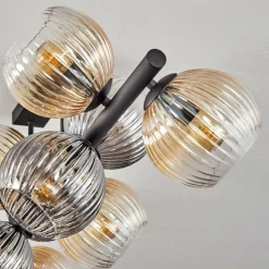 Gastor Plafonnier, Boule lumineuse Ambre, Clair, Fumé, 10 lumières