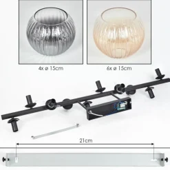 Gastor Plafonnier, Boule lumineuse Ambre, Clair, Fumé, 10 lumières