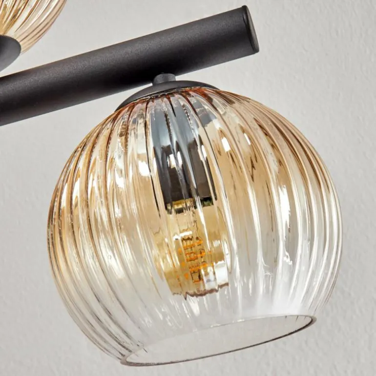 Gastor Plafonnier, Boule lumineuse Ambre, Clair, Fumé, 10 lumières