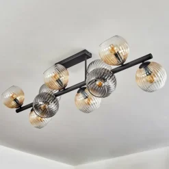 Gastor Plafonnier, Boule lumineuse Ambre, Clair, Fumé, 10 lumières