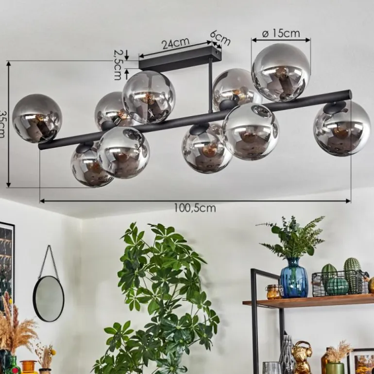 Gastor Plafonnier, Boule lumineuse Fumé, 10 lumières
