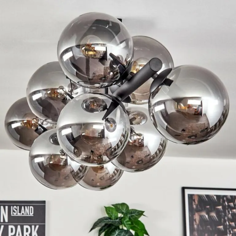 Gastor Plafonnier, Boule lumineuse Fumé, 10 lumières