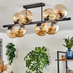Gastor Plafonnier, Boule lumineuse Ambre, 8 lumières