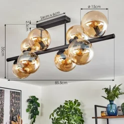 Gastor Plafonnier, Boule lumineuse Ambre, 8 lumières