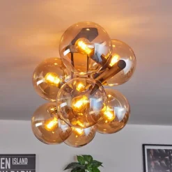 Gastor Plafonnier, Boule lumineuse Ambre, 8 lumières