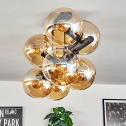 Gastor Plafonnier, Boule lumineuse Ambre, 8 lumières