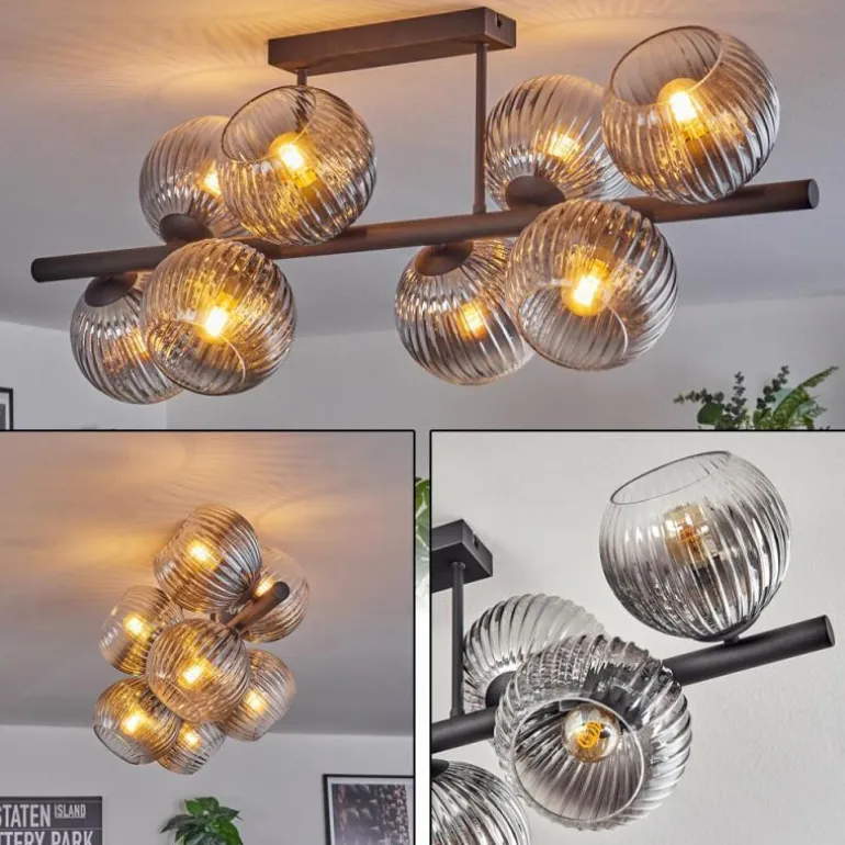 Gastor Plafonnier, Boule lumineuse Clair, Fumé, 8 lumières