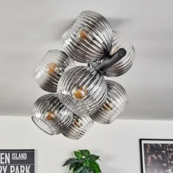 Gastor Plafonnier, Boule lumineuse Clair, Fumé, 8 lumières