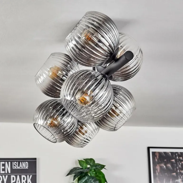 Gastor Plafonnier, Boule lumineuse Clair, Fumé, 8 lumières