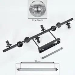 Gastor Plafonnier, Boule lumineuse Clair, Fumé, 8 lumières