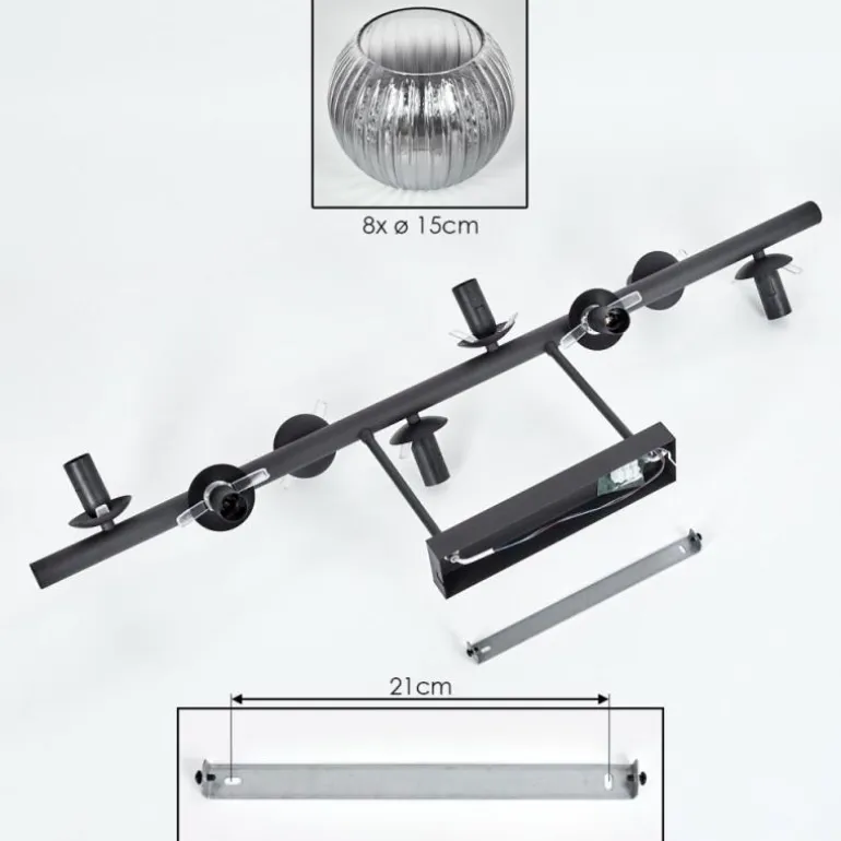 Gastor Plafonnier, Boule lumineuse Clair, Fumé, 8 lumières