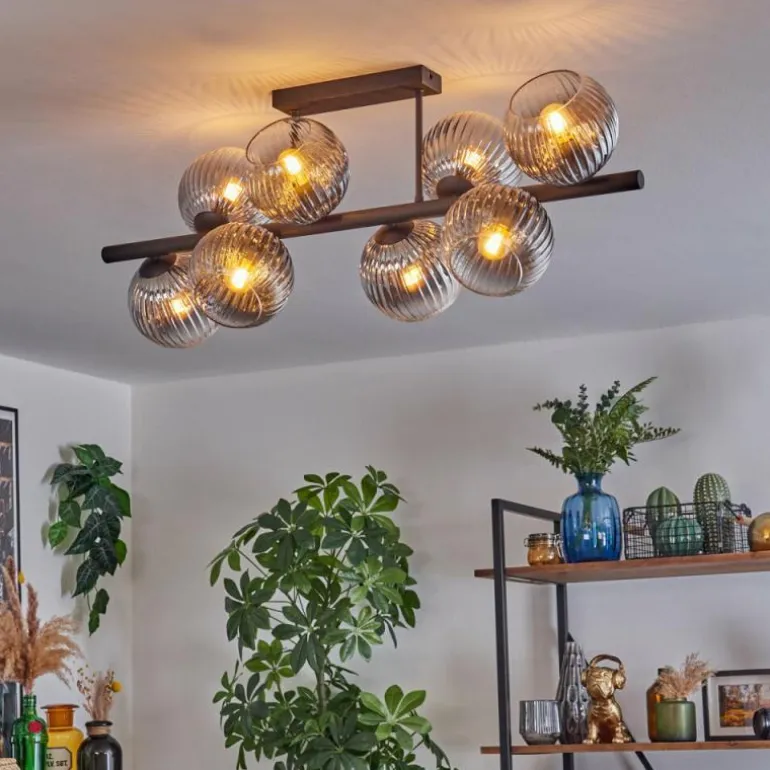 Gastor Plafonnier, Boule lumineuse Clair, Fumé, 8 lumières