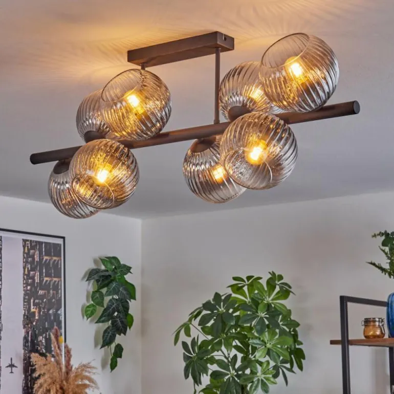 Gastor Plafonnier, Boule lumineuse Clair, Fumé, 8 lumières