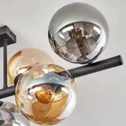 Gastor Plafonnier, Boule lumineuse Ambre, Fumé, 8 lumières