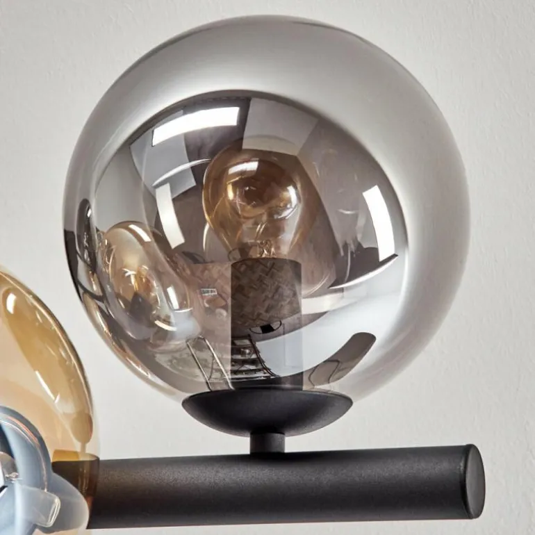 Gastor Plafonnier, Boule lumineuse Ambre, Fumé, 8 lumières