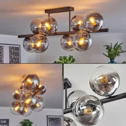 Gastor Plafonnier, Boule lumineuse Clair, Fumé, 8 lumières
