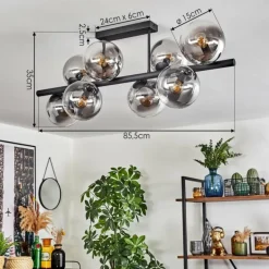 Gastor Plafonnier, Boule lumineuse Clair, Fumé, 8 lumières