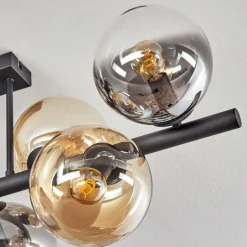 Gastor Plafonnier, Boule lumineuse Ambre, Clair, Fumé, 8 lumières
