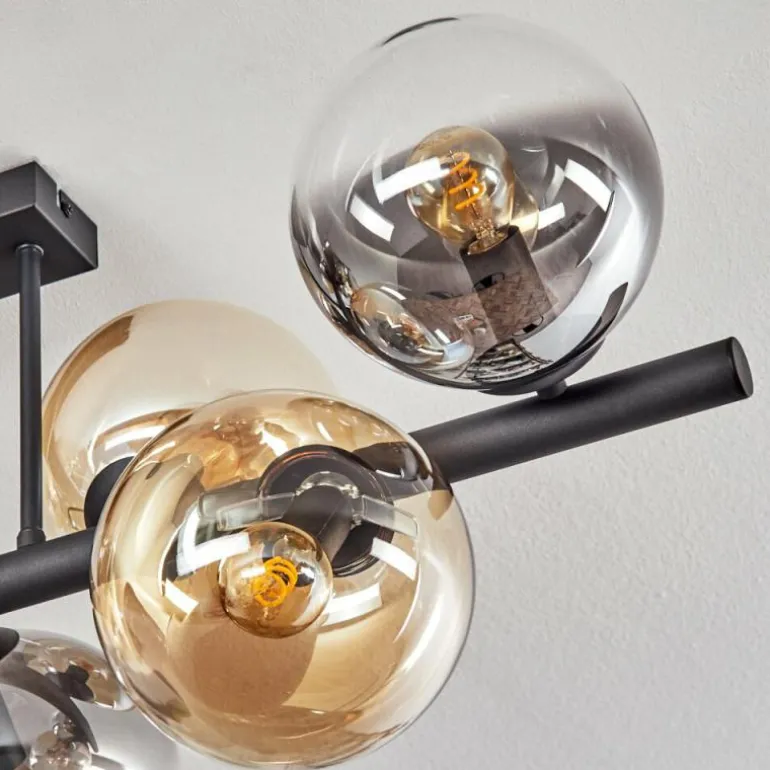 Gastor Plafonnier, Boule lumineuse Ambre, Clair, Fumé, 8 lumières
