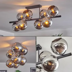 Gastor Plafonnier, Boule lumineuse Chrome, Fumé, 8 lumières