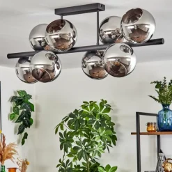 Gastor Plafonnier, Boule lumineuse Chrome, Fumé, 8 lumières