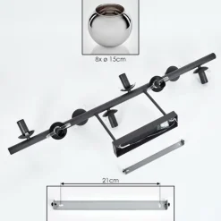 Gastor Plafonnier, Boule lumineuse Chrome, Fumé, 8 lumières