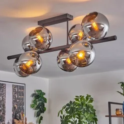 Gastor Plafonnier, Boule lumineuse Chrome, Fumé, 8 lumières