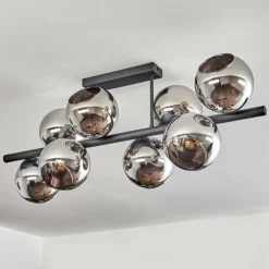 Gastor Plafonnier, Boule lumineuse Chrome, Fumé, 8 lumières