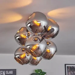 Gastor Plafonnier, Boule lumineuse Chrome, Fumé, 8 lumières