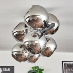 Gastor Plafonnier, Boule lumineuse Chrome, Fumé, 8 lumières