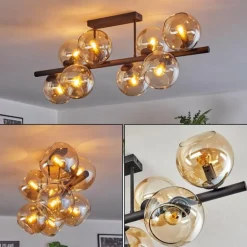 Gastor Plafonnier, Boule lumineuse Ambre, 8 lumières
